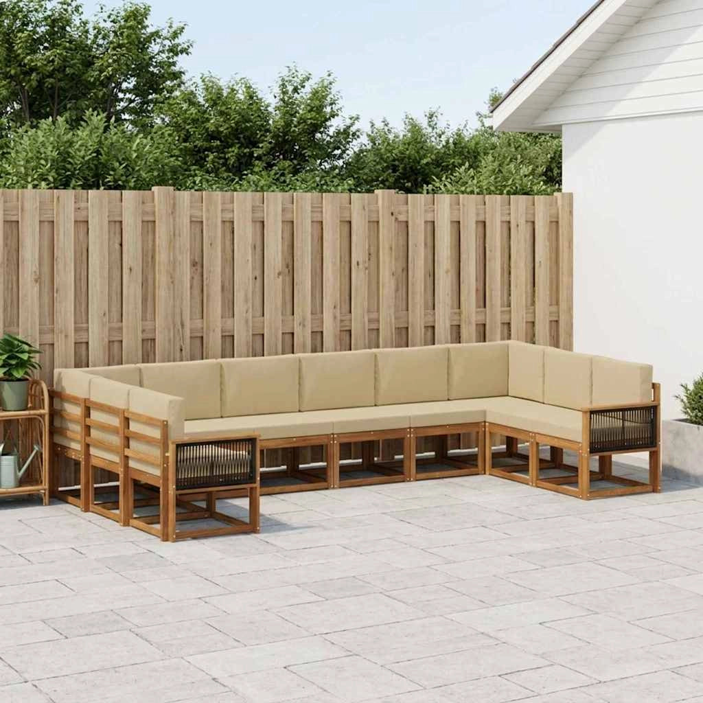 Set di divani da esterno 10 pz Naturale e Beige 3385574