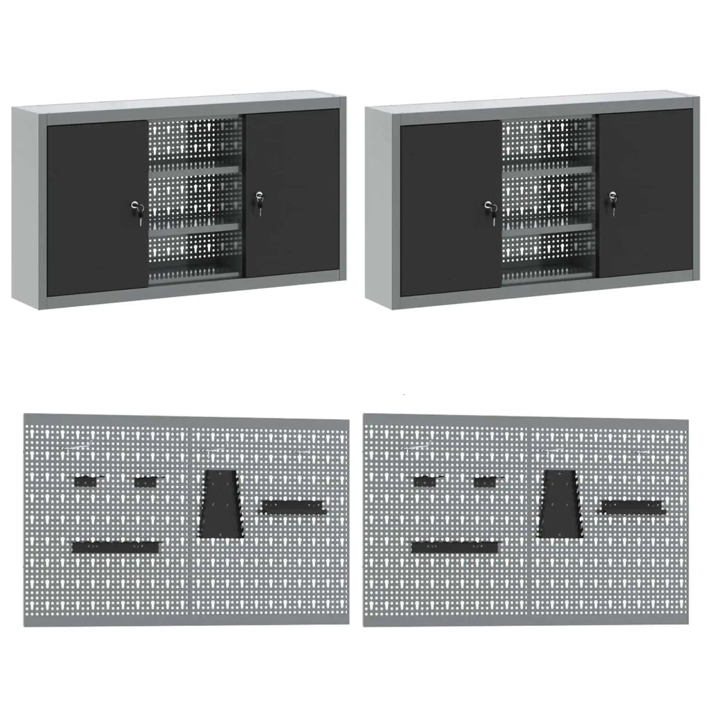 Mobile da lavoro 10 pcs Nero Legno ingegnerizzato e acciaio 3321490