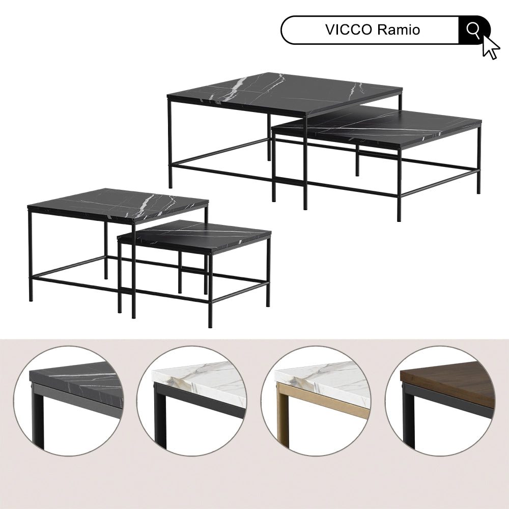 Vicco Tavolino da divano Bianco/Oro 60 x 60 cm 2 parti