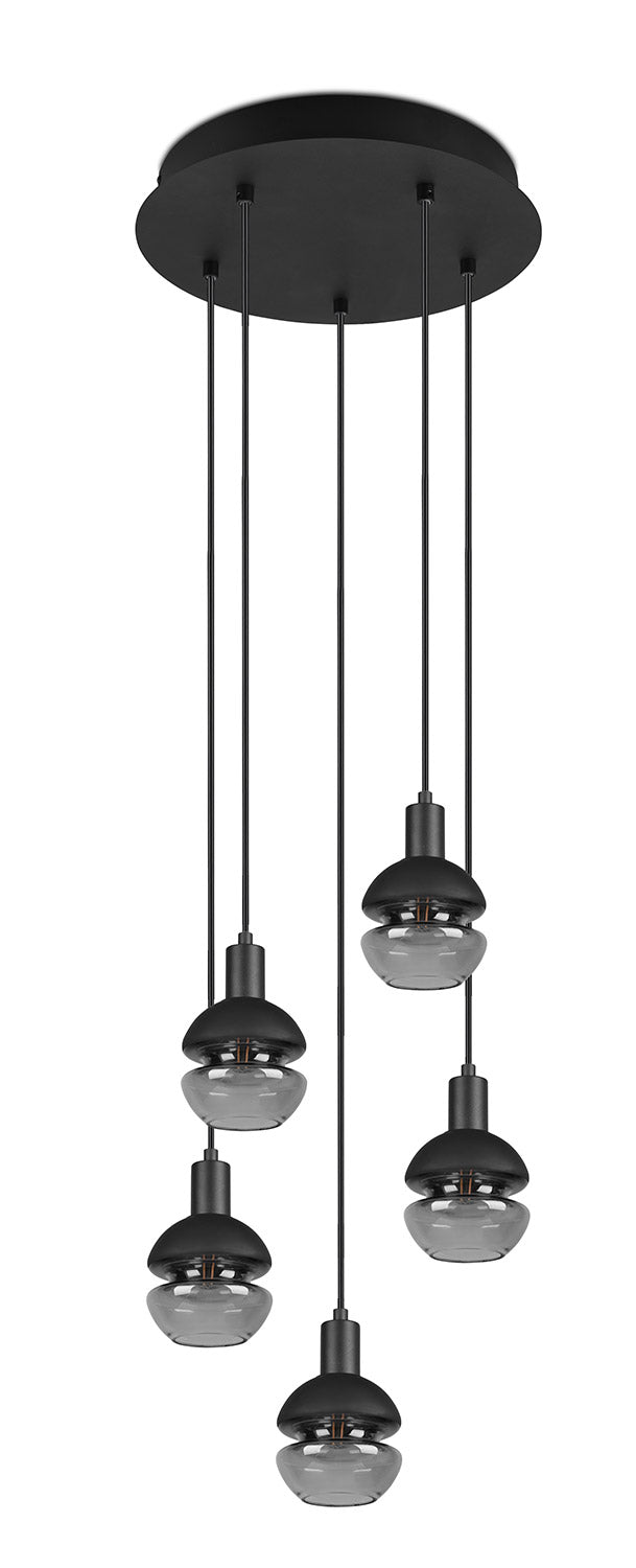 Lampada a Sospensione da Interno Attacco E14 in Metallo Nero e Oro