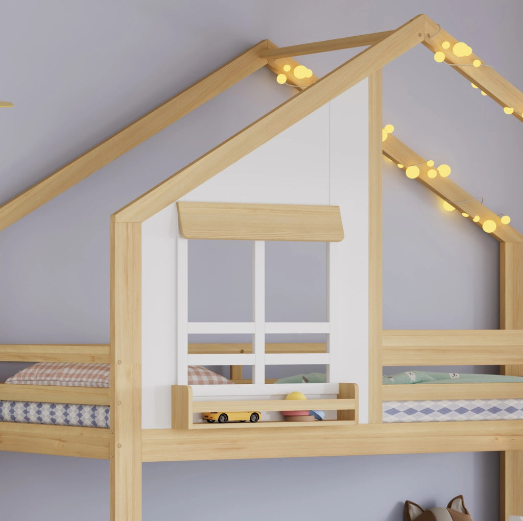 Letto a castello per bambini 90x200 cm con cassetti e scala contenitore
