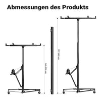 Sollevatore pannelli cartongesso con prolunga, max 68kg, Carrello Alzapannelli Alzalastre
