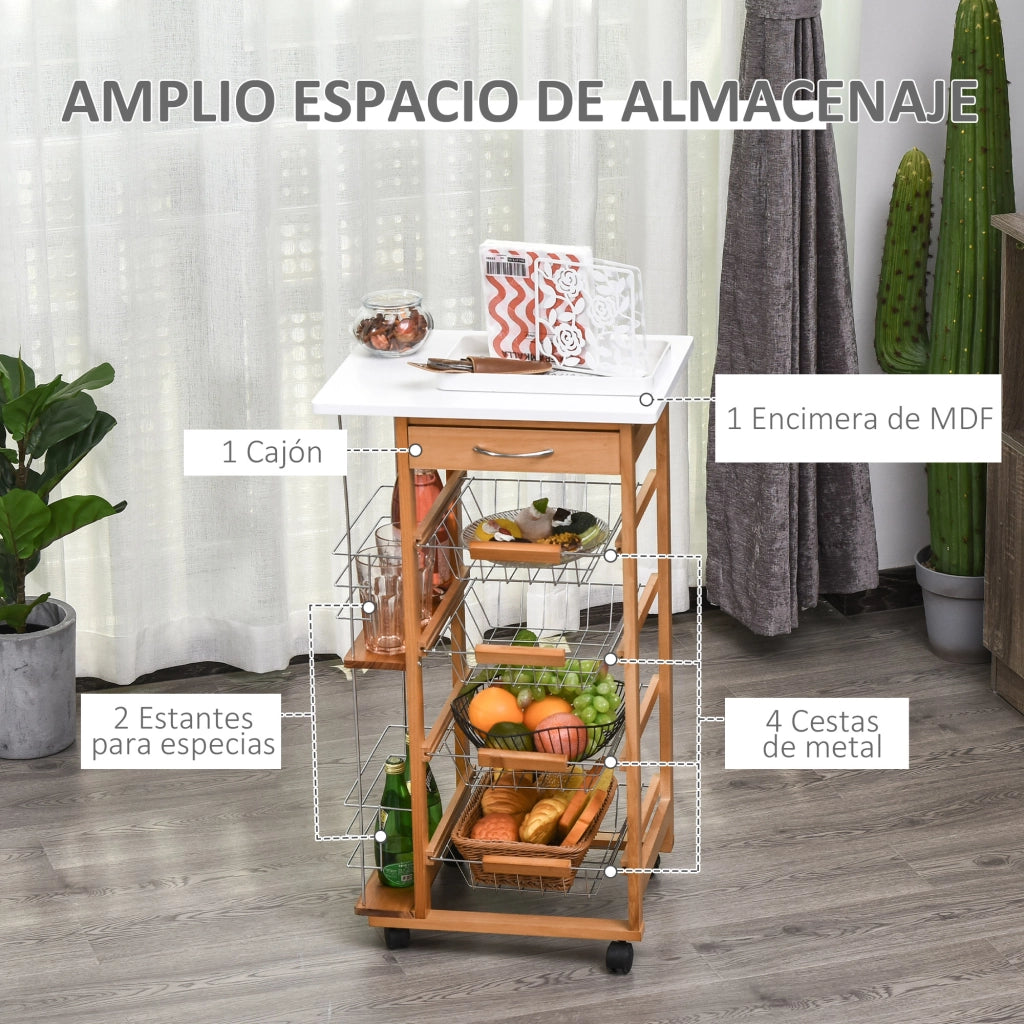 Carrello da cucina con cassetto e cestelli ¨C zephmum ¨C 47x37x83 cm