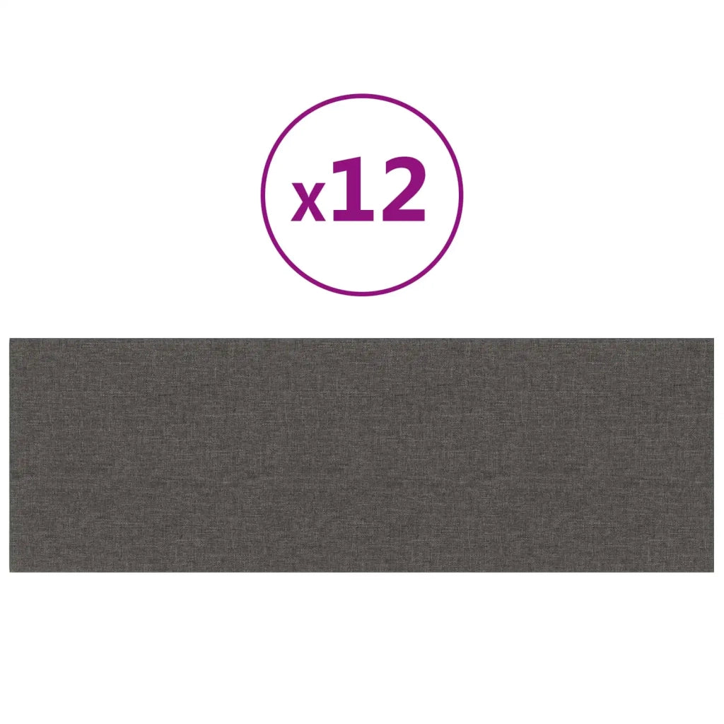 Testiera da Parete 12 pcs Grigio scuro 90 x 30 cm Tessuto