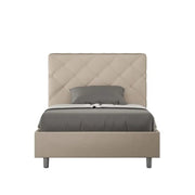 Letto singolo senza rete imbottito 100x190 similpelle tortora Priya
