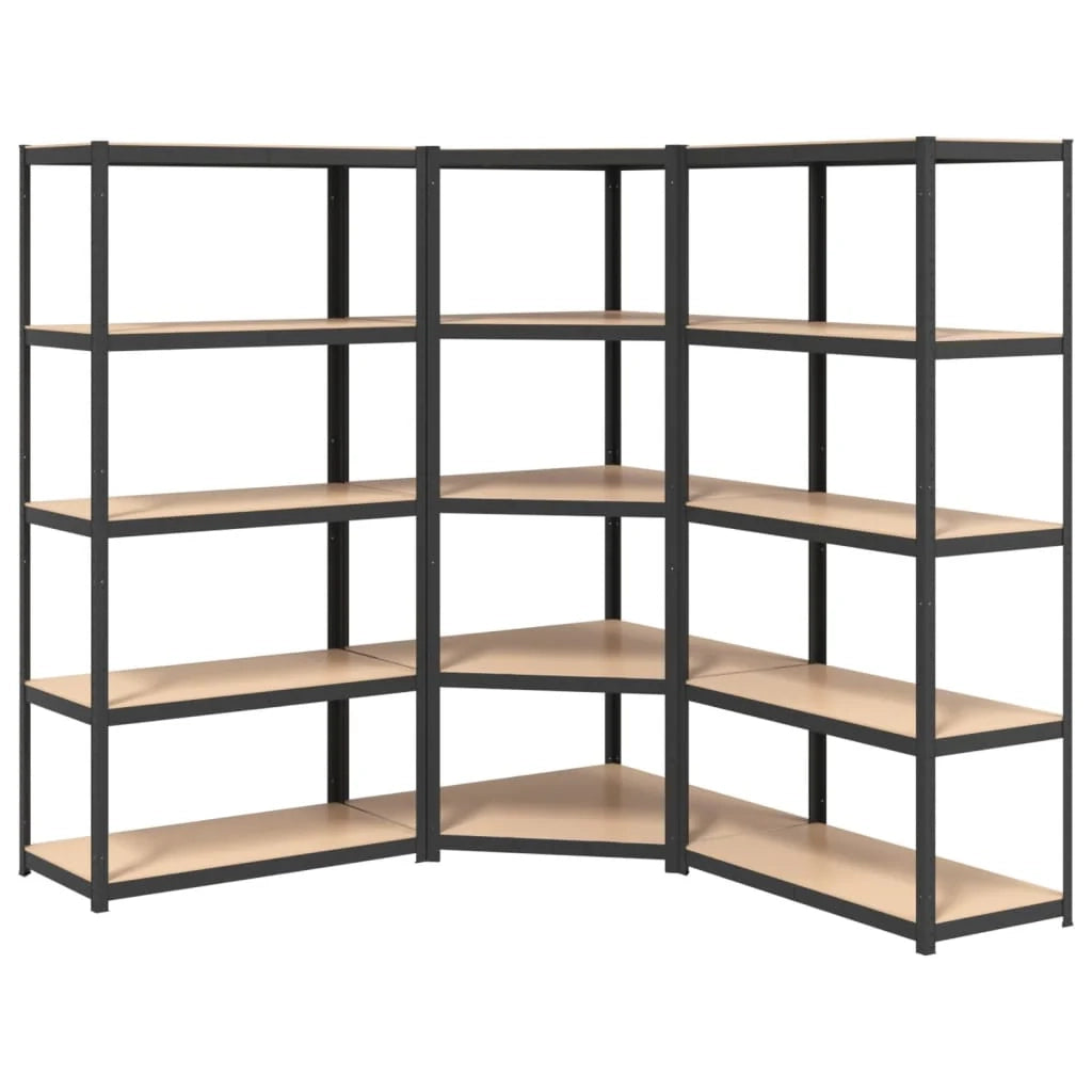 Scaffale a 5 ripiani e 3 pezzi in acciaio e legno ingegnerizzato grigio 02_0045716