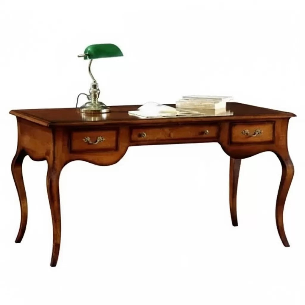 Scrivania arte povera 3 cassetti in legno tinta noce 150x75x80 - Mobili 2G