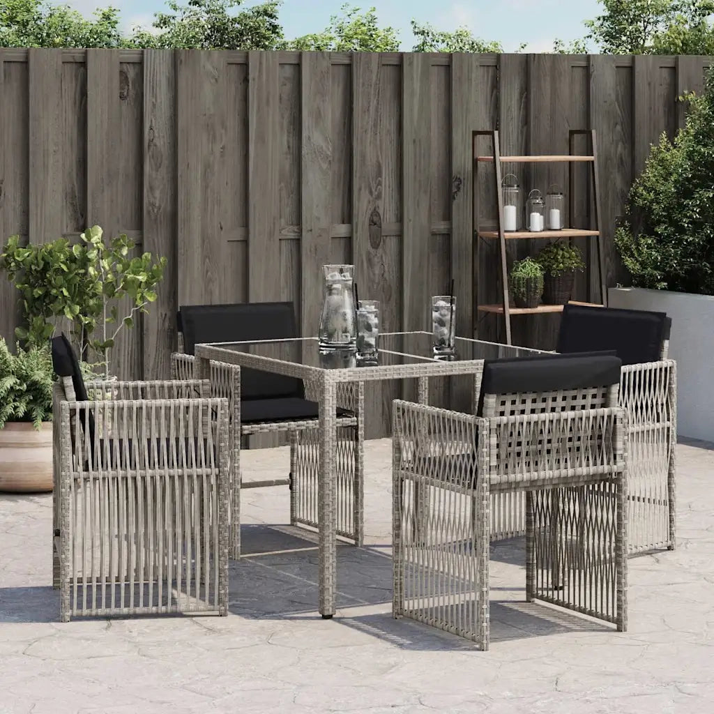 Sedie da Giardino con Cuscini 4 pz | Sedie da Esterno Grigio Chiaro in Polyrattan