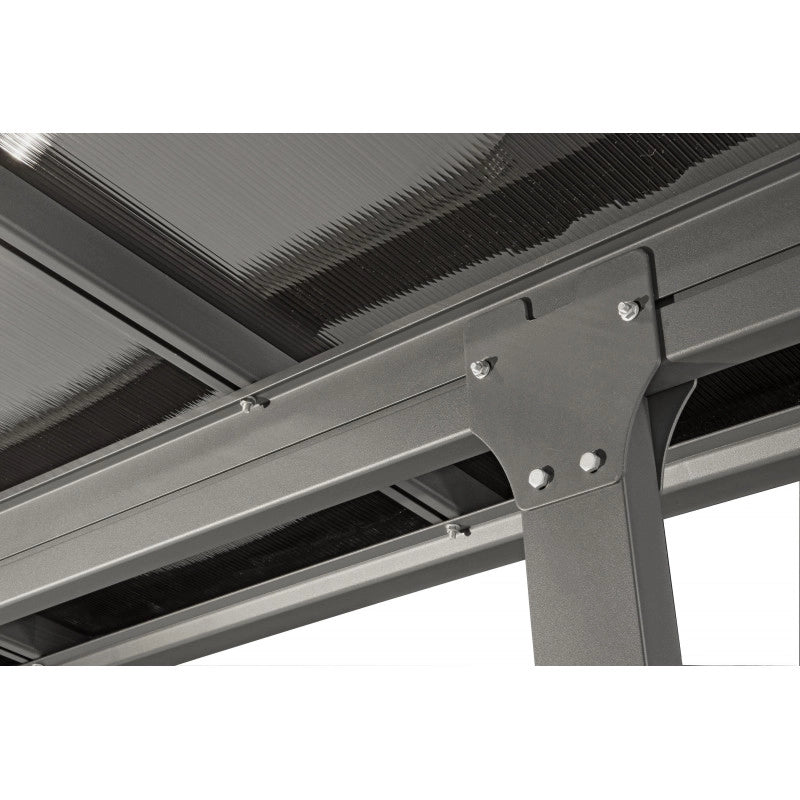 Tettoia addossata in alluminio 418x307 cm – Pergola con copertura in policarbonato anti-UV 6 mm – Struttura alluminio – TT3042AL Foresta