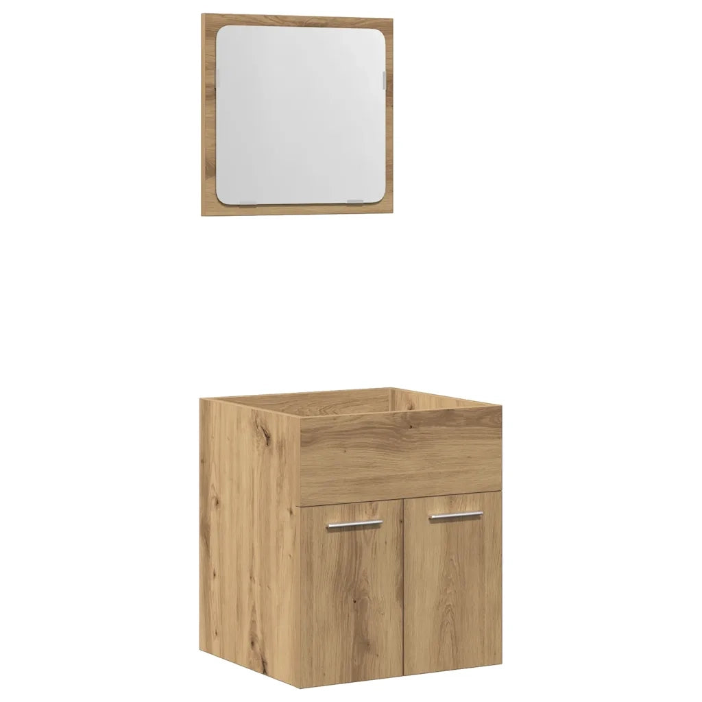 Set Mobili da Bagno 2 pz Rovere Artigianale Legno Multistrato