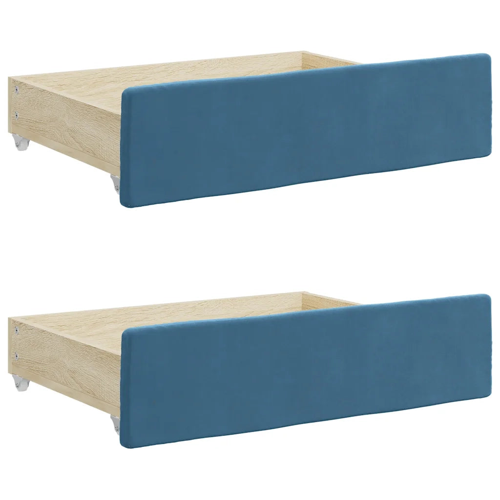 Cassetti da Letto 2 pz Blu in Legno Multistrato e Velluto CFW6794306