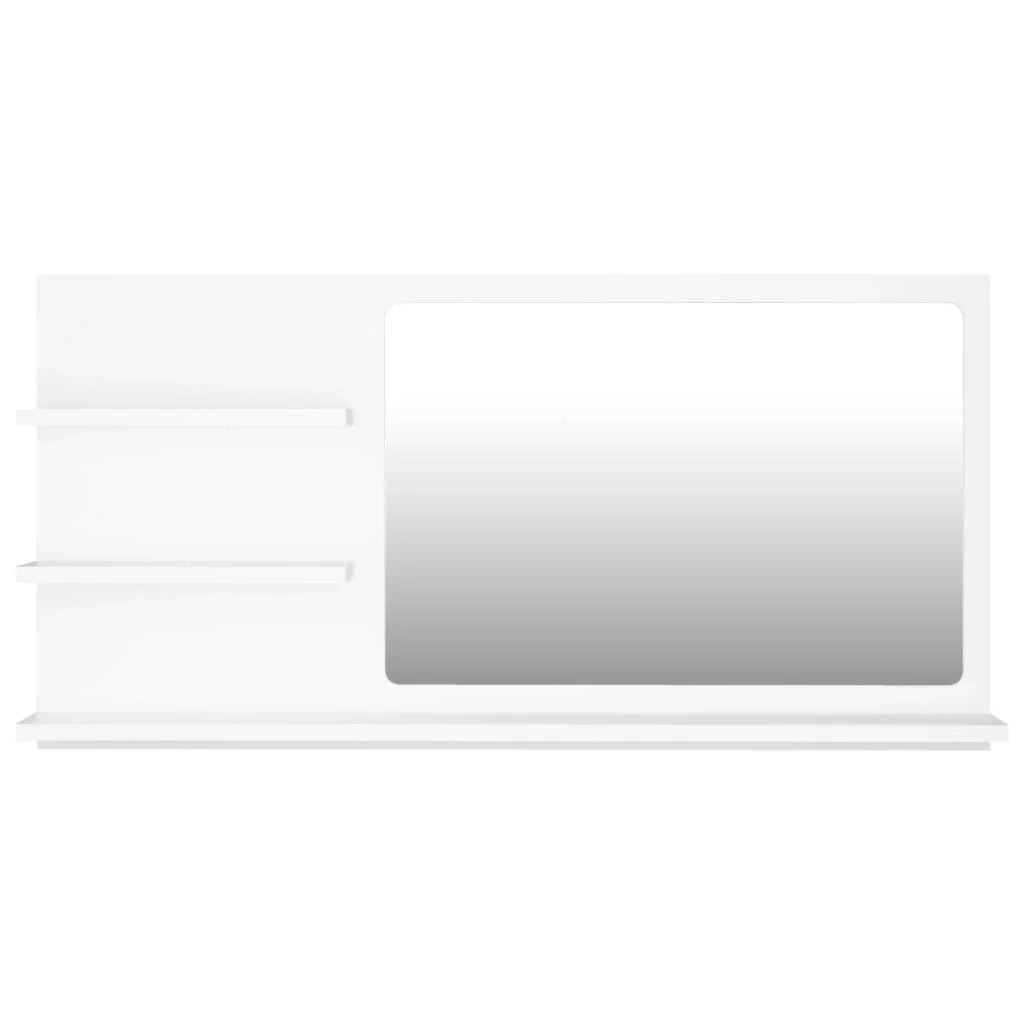 Specchio da bagno con 3 ripiani 90 x 10,5 x 45 cm truciolato bianco 02_0006911
