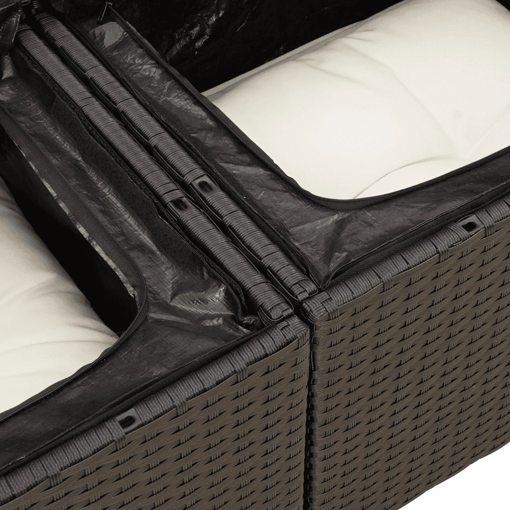 Set Divani da Giardino 10pz con Cuscini in Polyrattan Nero 3258780