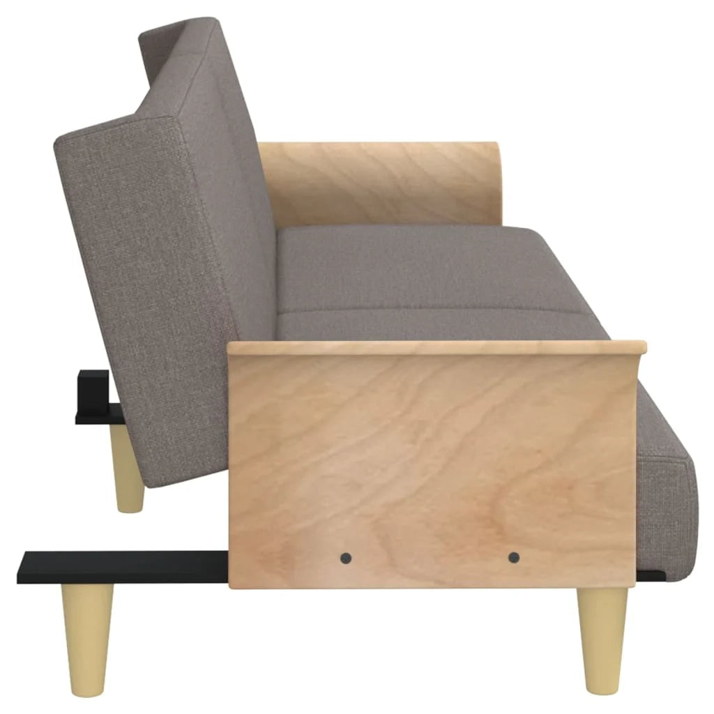 Divano letto con braccioli 224 x 89 x 70 cm tessuto tortora 02_0021009
