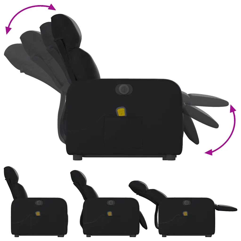 Poltrona Alzapersona Massaggiante | Sedia Relax Elettrica Nera in Similpelle