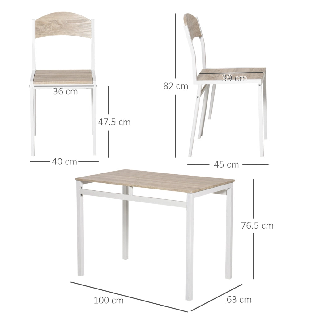Set da pranzo 5 pezzi in MDF e acciaio grigio chiaro