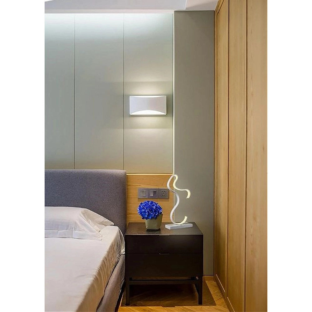 Trade Shop - Lampada Da Comodino Curva Lume 12w Lumino Moderno Luce Fredda Calda Naturale D03 -