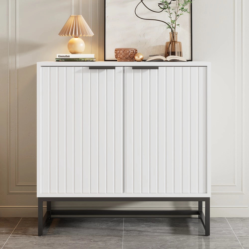 Cassettiera con 2 Ante e Cassetti ¨C MINIMAL ¨C Legno, Metallo, Soggiorno, 80x40x80 cm