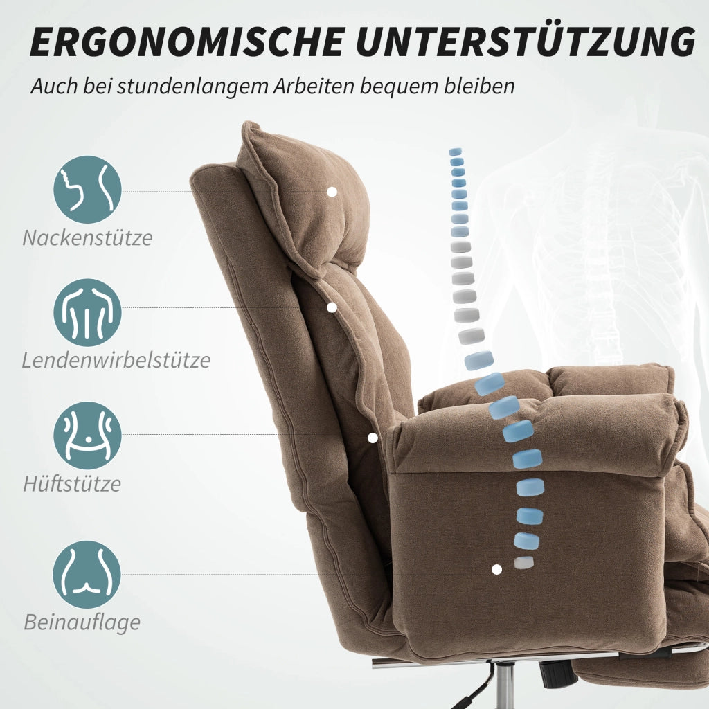 Sedia da ufficio ergonomica ¨C zephmum ¨C schienale regolabile, poggiapiedi, tessuto beige chiaro