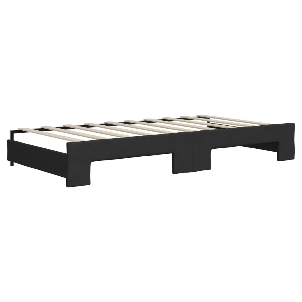 Divano Letto Estraibile con Cassetti Nero 90x190 cm in Tessuto 3197492