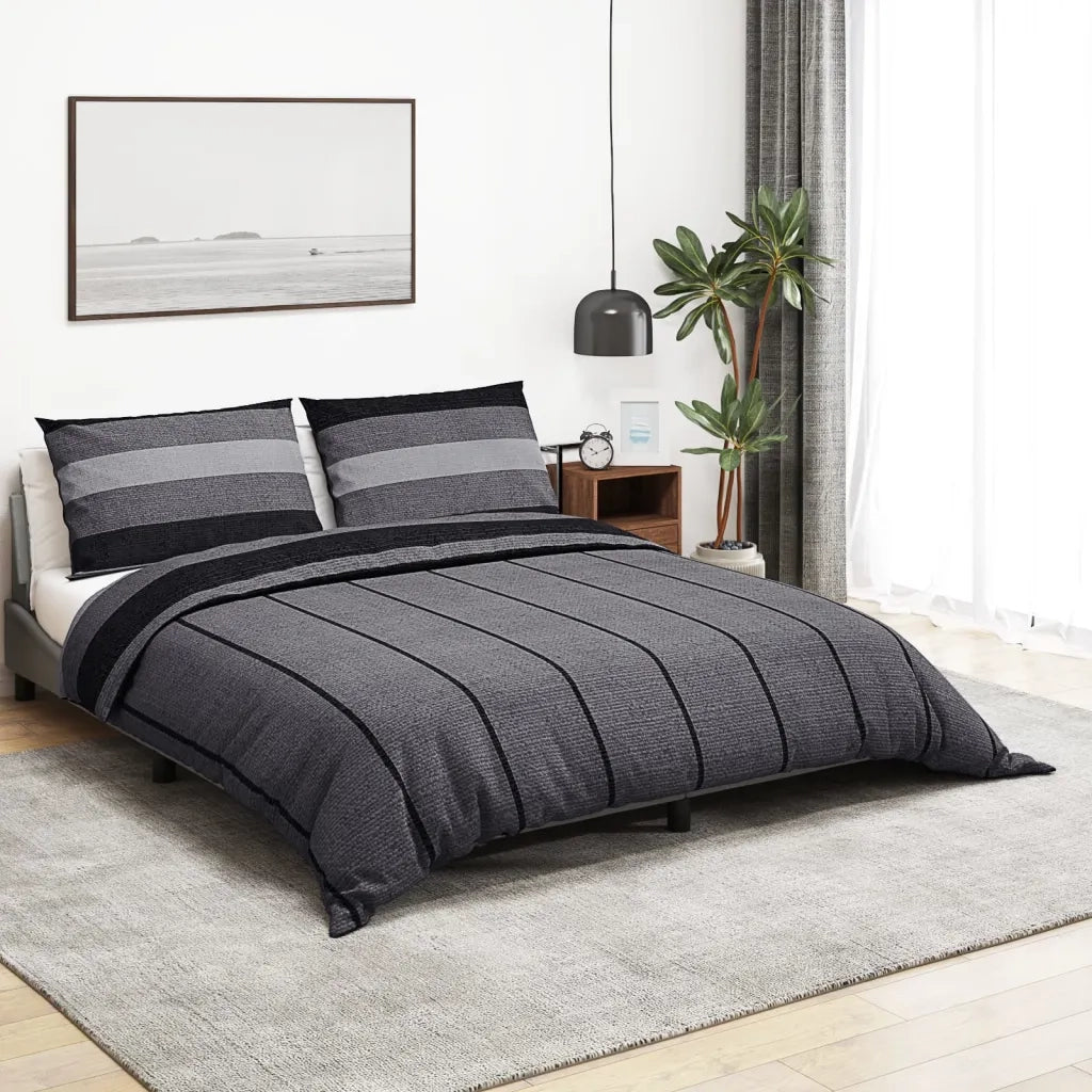 Set Copripiumino Grigio Scuro 140x200 cm in Cotone 136428