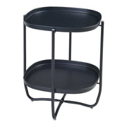 Tavolino da caffè consolle laterale con vassoi estraibili acciaio 58 x 46 x 46 cm nero 03_0010770