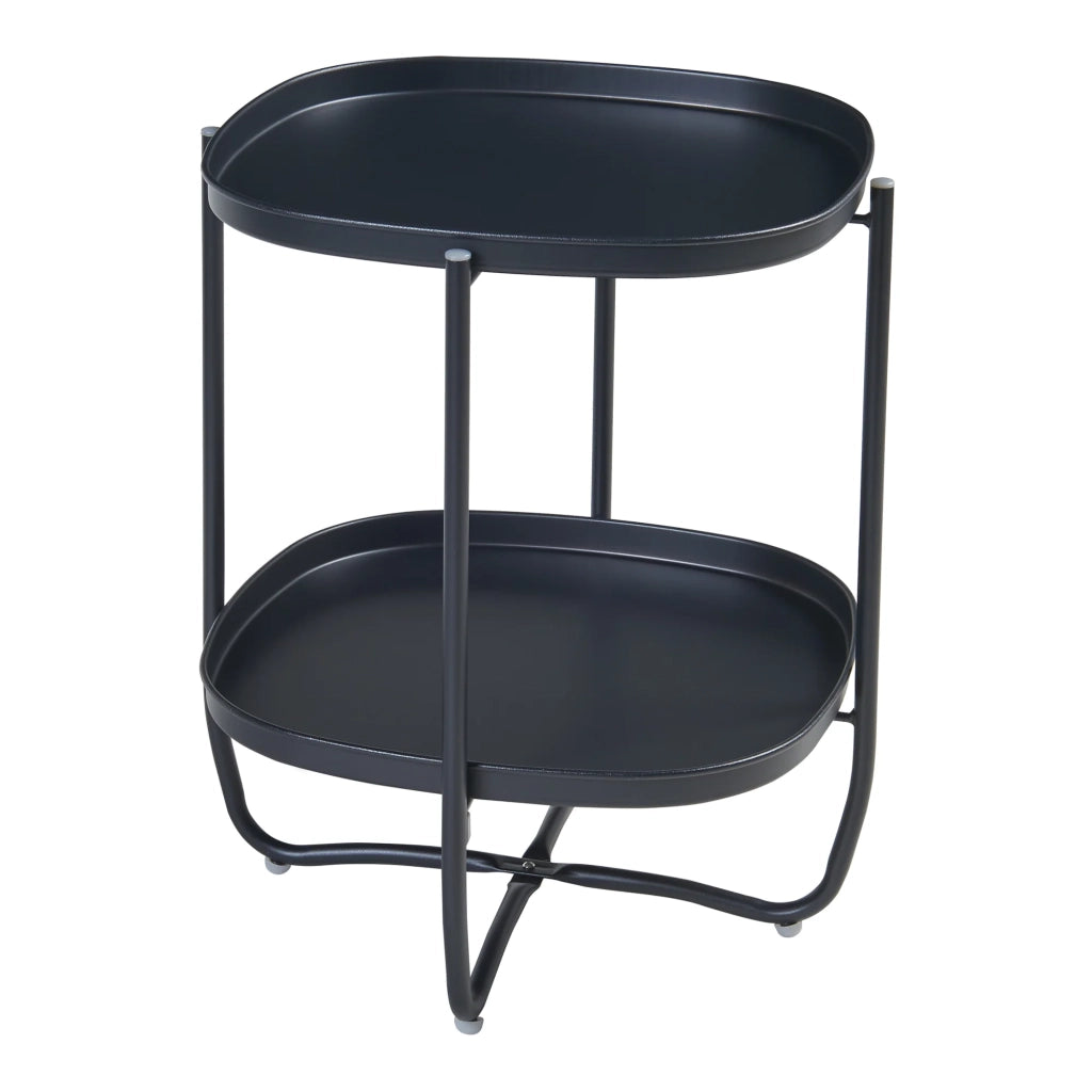 Tavolino da caffè consolle laterale con vassoi estraibili acciaio 58 x 46 x 46 cm nero 03_0010770