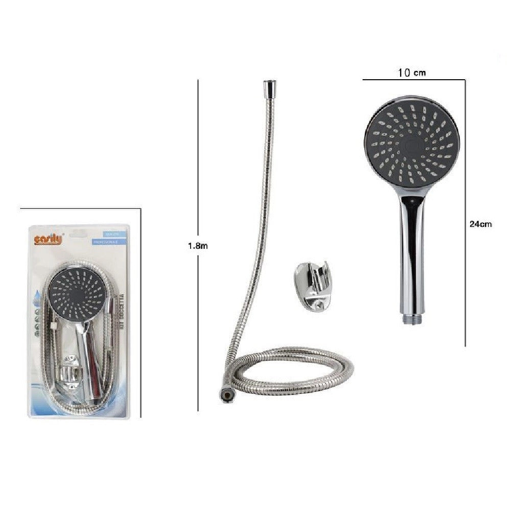 Trade Shop - Kit Bagno Doccetta Doccino Soffione Doccia Con Laccio 1,8mt Staffa 69104 Rotondo -