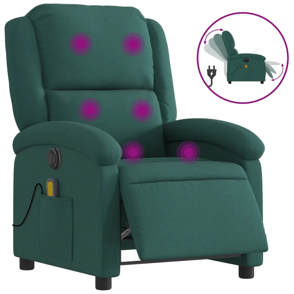 Poltrona Massaggiante Reclinabile Elettrica Verde Scuro Tessutocod mxl 84938