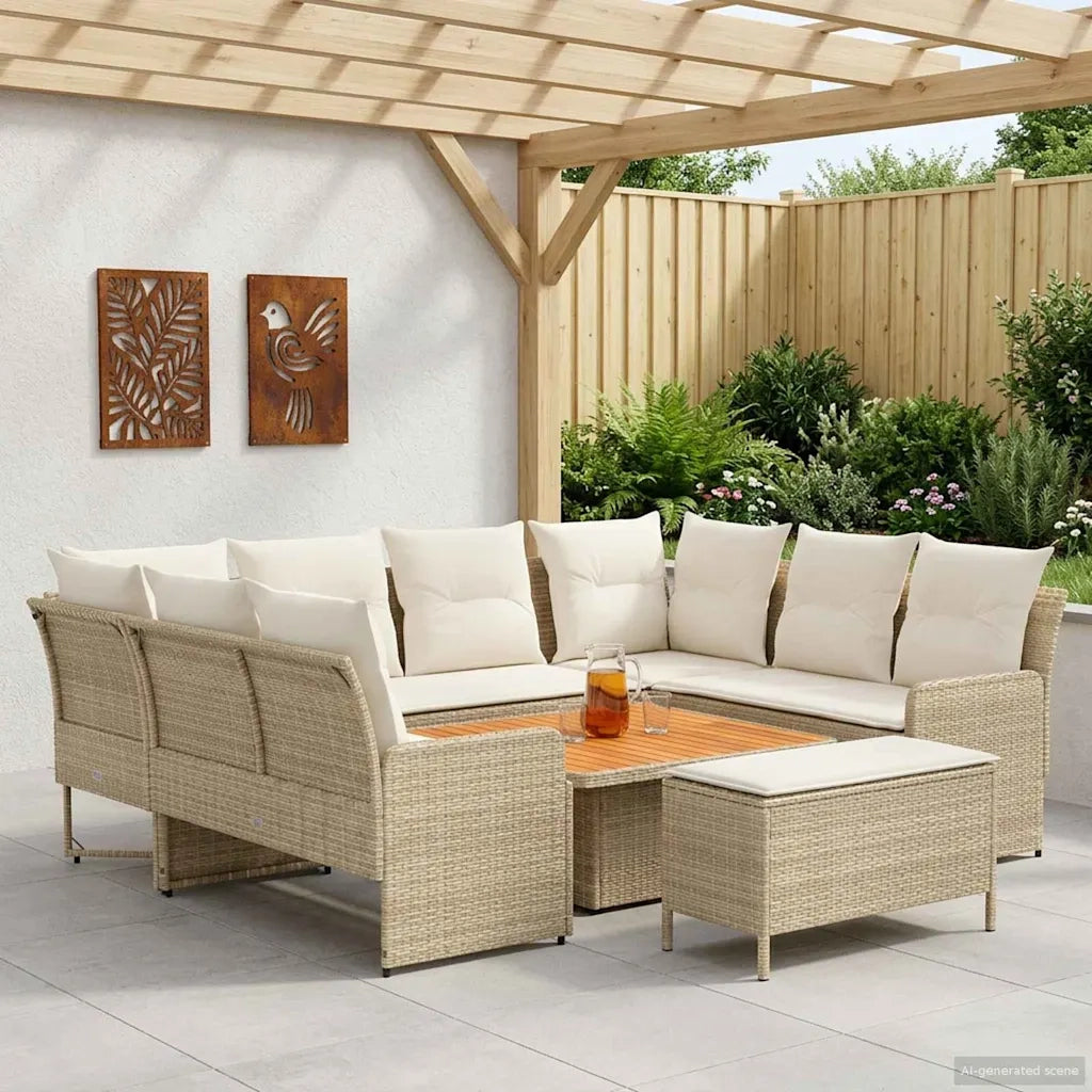 Set di Mobili 7 pz Beige e Crema Rattan in PE 3422192