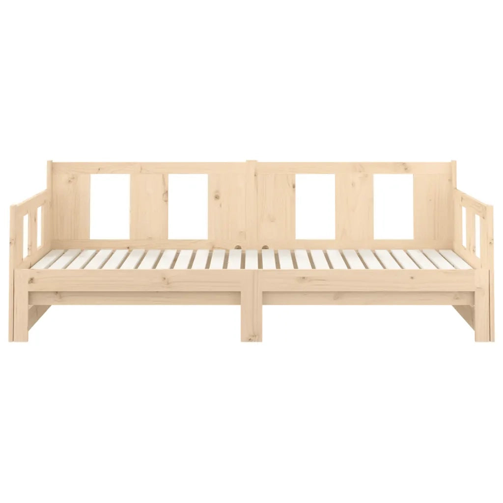 Letto singolo | Letto per adulti | Dormeuse Estraibile in Legno Massello di Pino 2x(80x200) cm