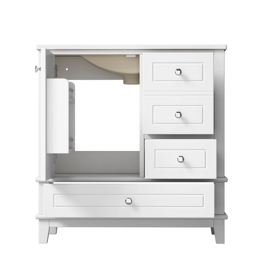 Mobile sottolavabo con 3 cassetti e anta; lavabo in ceramica - bianco - 81×47×86 cm