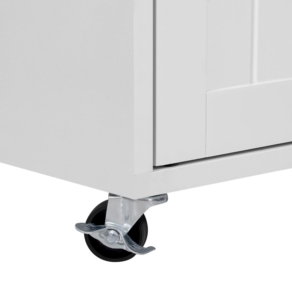 Isola cucina 180.5x45x92.2 cm estraibile con ruote in MDF bianco naturale