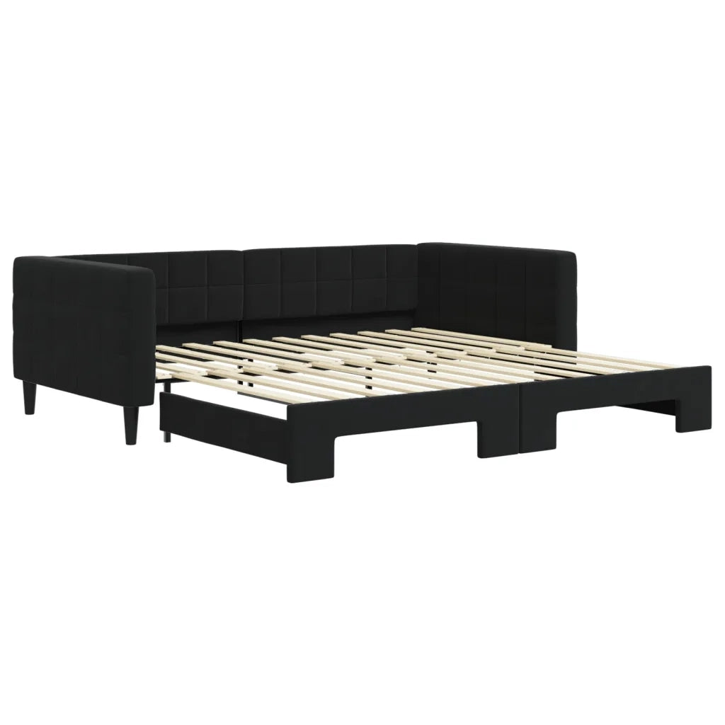 Divano letto | Sof¨¤ letto | Letto singolo Estraibile Nero 100x200 cm in Velluto