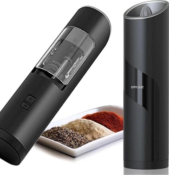 Pepper Mill Elettrica con Interruttore di Gravità - Unico Comando a Mano - Aggiunta di Sale e Pepe con Disco Rotante Elettrico