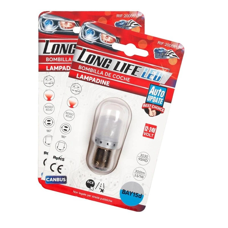 2 Pezzi Lampada LED BAY15D S25 P21/5W 9 SMD 3030 12V 24V 300lm 1W/3.5W Doppio Filamento Rosso Piedi Sfalsati 45mm