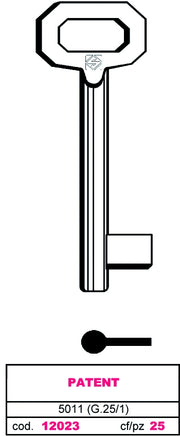 Silca CHIAVE A MAPPA 5011 (G. VAZ 1) PATENT 5.00 pz