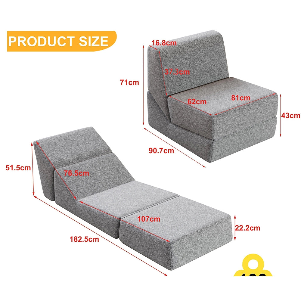 Divano letto pieghevole - Xylo - Mini lounge con triplo materasso, grigio