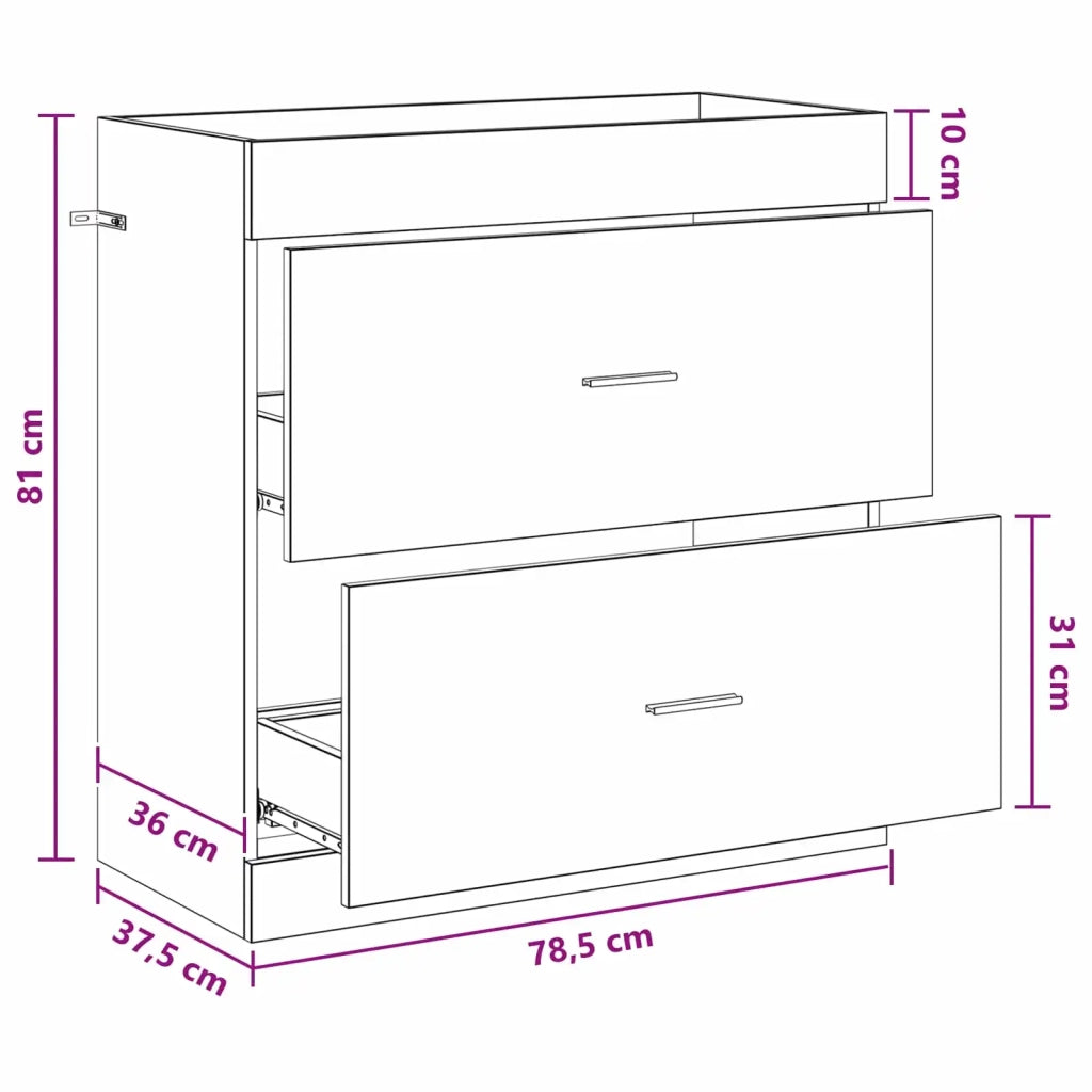 Mobiletto da Bagno Sotto Lavabo Rovere Artigianale 890719