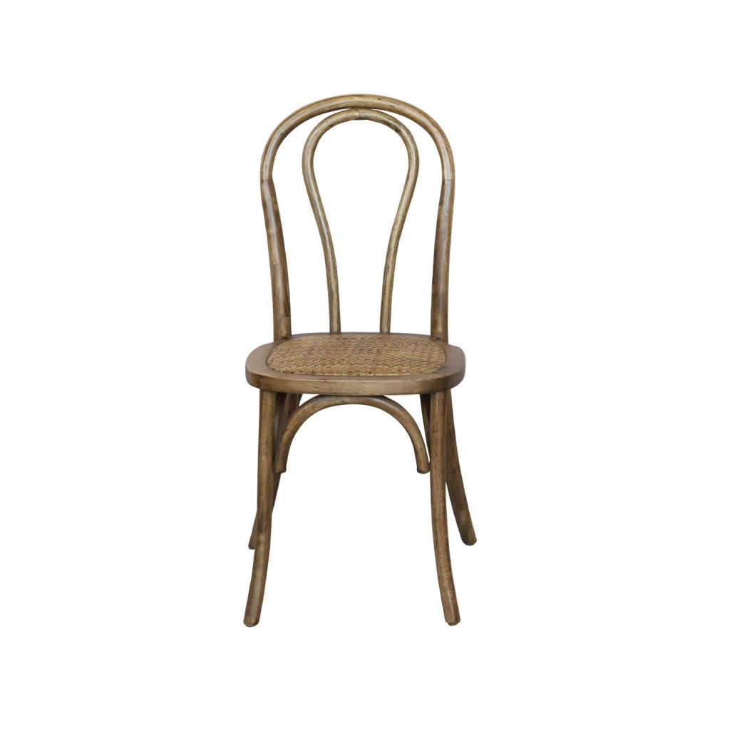 Set di 4 sedie vintage in legno e rattan, marrone