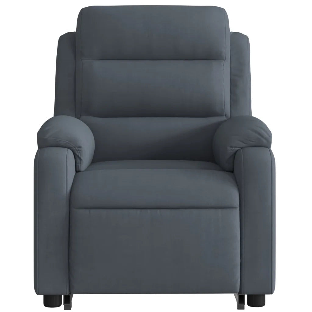 Poltrona | Sedia Relax Alzapersona Reclinabile Grigio Scuro in Velluto