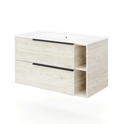 Base sospesa con cassetti cm 90 mod. LOFT - Rovere Bianco