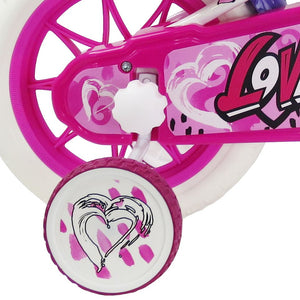 SCH HEART 12", bicicletta per bambini, adatta a bambini tra i 3 e i 5 anni, per altezza tra 85 e 105 cm, cestino, trombe