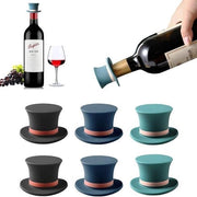 Stopperi per vino, set decorativo di stopperi e tappi in silicone riutilizzabili, 6 pezzi, con accessori per sigillare e conservare le bottiglie di vino