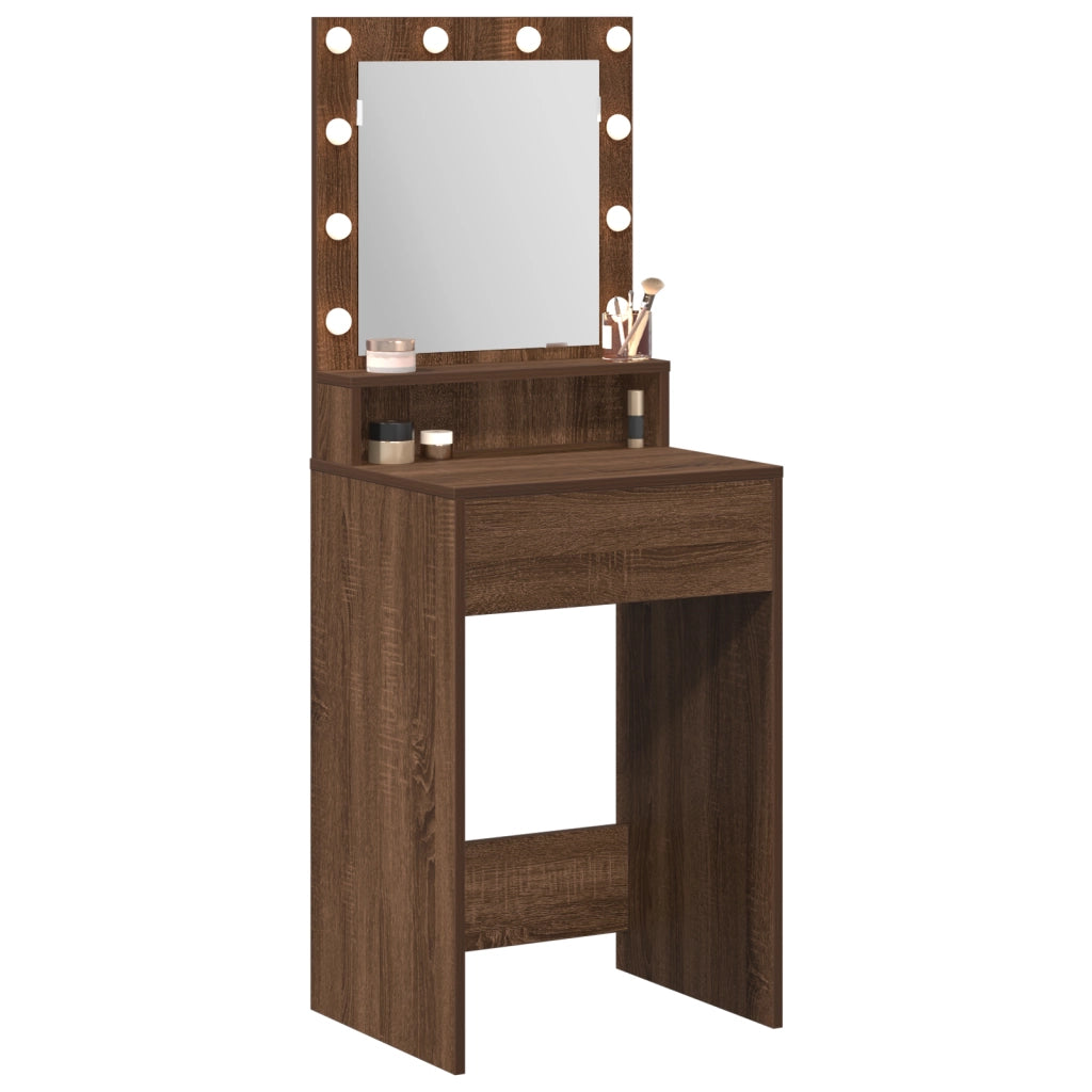 Scrivania per Trucco con Luci LED - Rovere Marrone - 50x41x135 cm