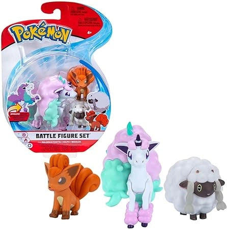 Pokemon - Statuetta giocattolo 5-8 cm, Galarian Ponyta, Goupix & Moupepecore, personaggi Pack, nuova ondata 2021, con li