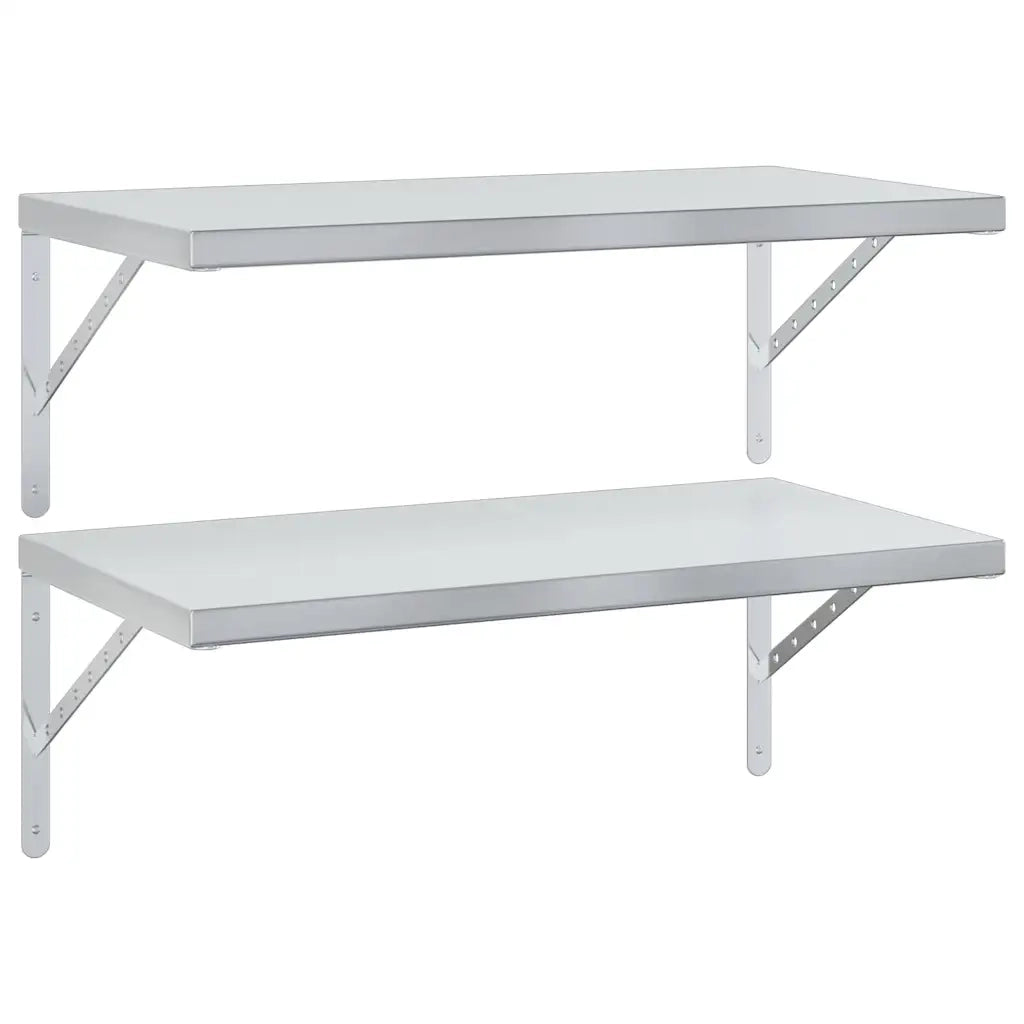 Mensole a Muro 2 pz 75x40 cm Argento in Acciaio Inossidabile