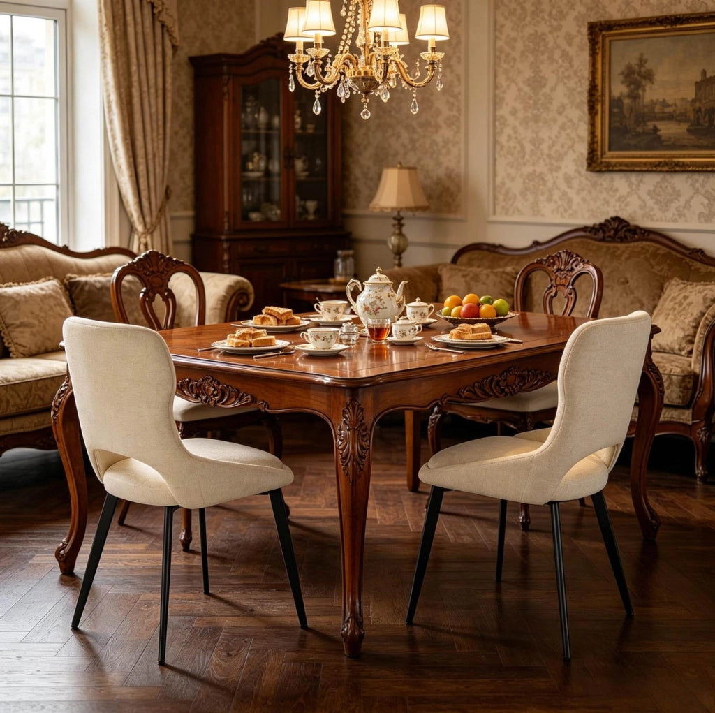 Sedia da pranzo 43x40x86 cm beige – schienale traforato, set da 2