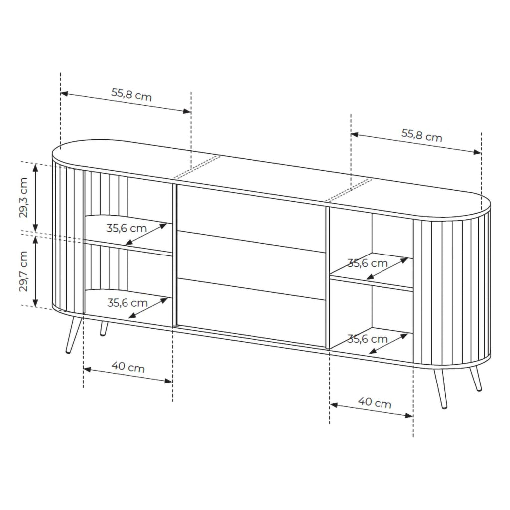 Madia Hanira, Credenza 3 Cassetti, 196x40x82h cm Marrone Rovere