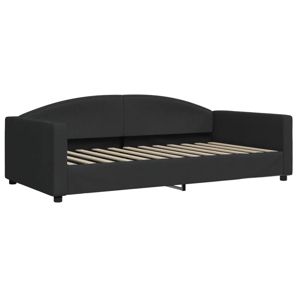 Divano Letto Estraibile con Cassetti Nero 100x200 cm in Tessuto
